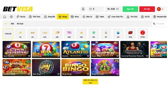Bingo PNG Betvis Sảnh chơi Bingo PNG Betvisa sôi động