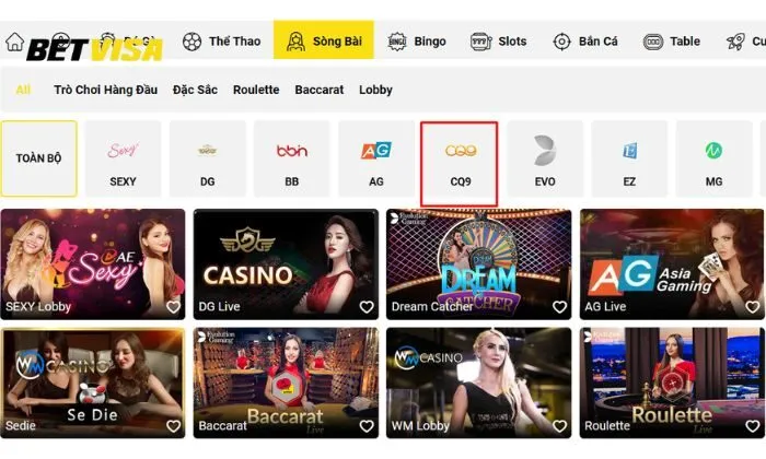 Casino CQ9 Betvisa Hướng dẫn tham gia cá cược tại Casino CQ9 cho người mới