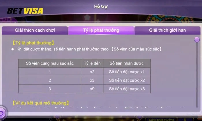 Color Game Betvisa Tỷ lệ trả thưởng cao của Color Game Betvisa tăng cơ hội nhận thưởng lớn