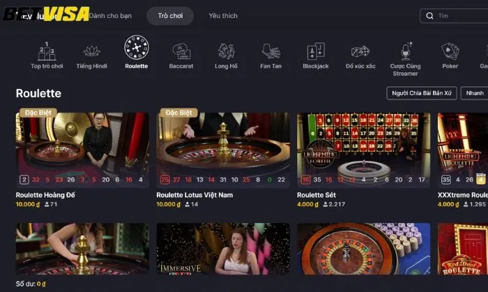Game bài Betvisa Roulette Betvisa