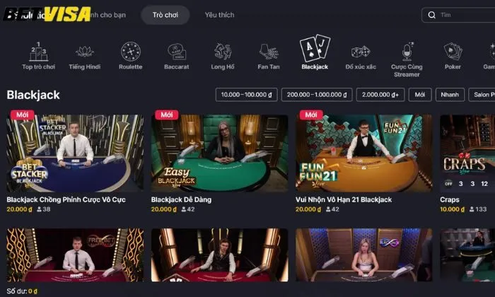 Game bài Betvisa Blackjack Betvisa