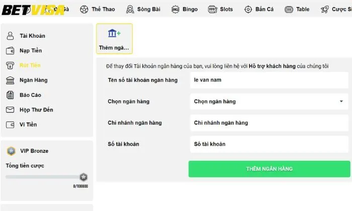 rút tiền Betvisa Các bước rút tiền Betvisa rất đơn giản và nhanh chóng