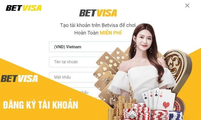 Thưởng chào mừng slots và bắn cá Betvisa Nhấn vào "Đăng Ký"