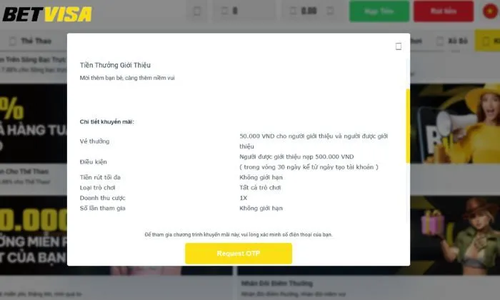 tiền thưởng giới thiệu bạn bè Betvisa Điều kiện và quy định khuyến mãi tiền thưởng giới thiệu bạn bè Betvisa
